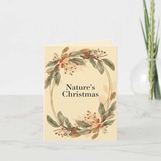 Nature’s Christmas – Minimal Botanical Holiday  Kaart (Voorkant)