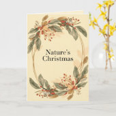 Nature’s Christmas – Minimal Botanical Holiday Kaart (Gele Bloem)