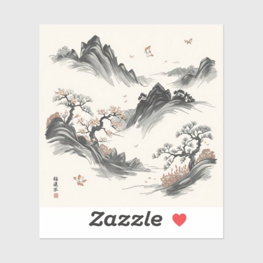 Nature’s Fourfold Beauty in Black & White  Sticker (Vel)