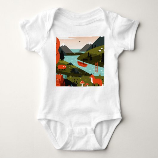 Nature scene of a hiking trip romper (Voorkant)