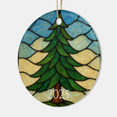 Nature Stained Glass Pine Tree | Christmas Tree Keramisch Ornament (Links)
