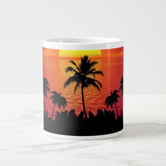 Nature Sunset Palm Trees illustration Grote Koffiekop (Voorkant)