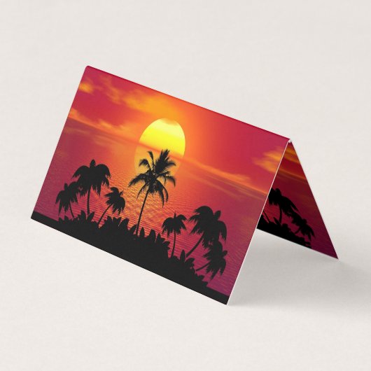 Nature Sunset Palm Trees illustration Visitekaartje (Voorkant)