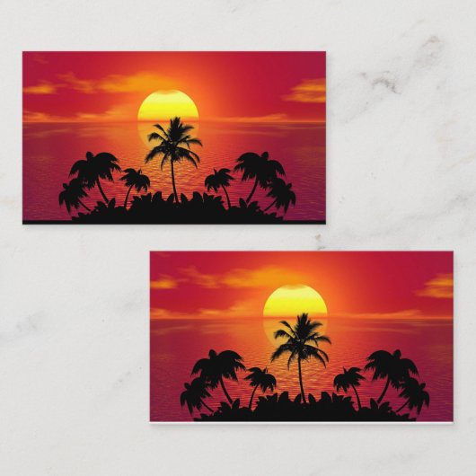 Nature Sunset Palm Trees illustration Visitekaartje (Voorkant / Achterkant)