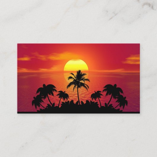 Nature Sunset Palm Trees illustration  Visitekaartje (Voorkant)
