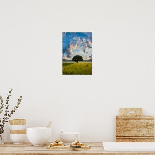 Nature Tree Green Grass Wild Blue Sky Summer Poster (Keuken)