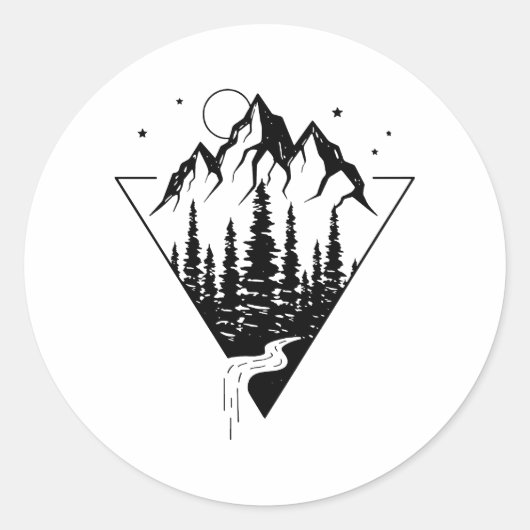 Nature Triangle Monogram Ronde Sticker (Voorkant)