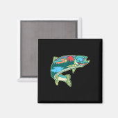 Nature Trout Illustration Vintage Fly Fishing Retr Magneet (Voorkant / Achterkant)