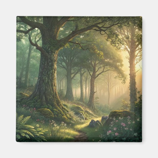 Nature View Forest Magneet 2in Rechthoekig Design (Voorkant)