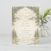 Nature Wedding with Pine Trees Mountain Landscape Kaart (Staand voorkant)