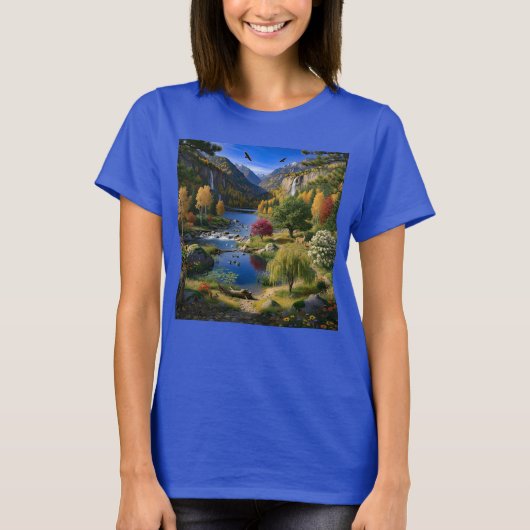 Nature Wilderness Scenery Mountains Waterfalls T-shirt (Voorkant)