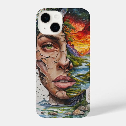 “Nature Within – Artistic Woman & Mountain River L iPhone Hoesje (Achterkant)