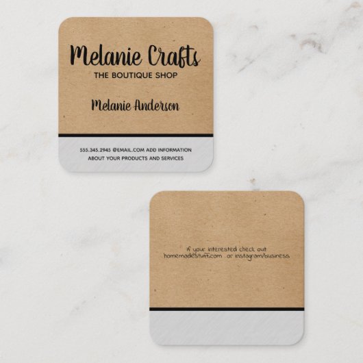 Naturel | Kunsten en ambachten / Grijze textuur Tr Vierkante Visitekaartje (Voorkant / Achterkant)