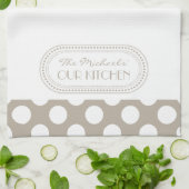 Naturel | Monogram witte poka Dots Theedoek (Gevouwen)