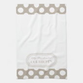 Naturel | Monogram witte poka Dots Theedoek (Verticaal)