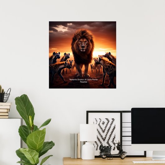 Naturen drama: een leeuwenkracht besluit poster (Thuiskantoor)