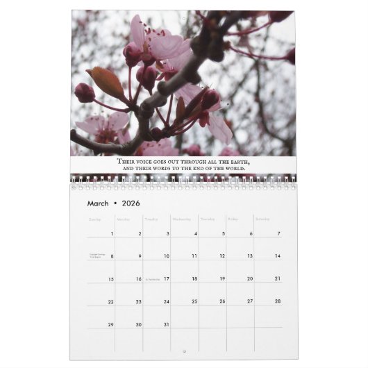 Naturen met roze Scriptscabine Sky Floral Kalender (Mar 2026)