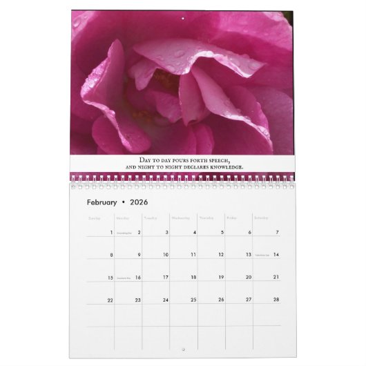 Naturen met roze Scriptscabine Sky Floral Kalender (Feb 2026)