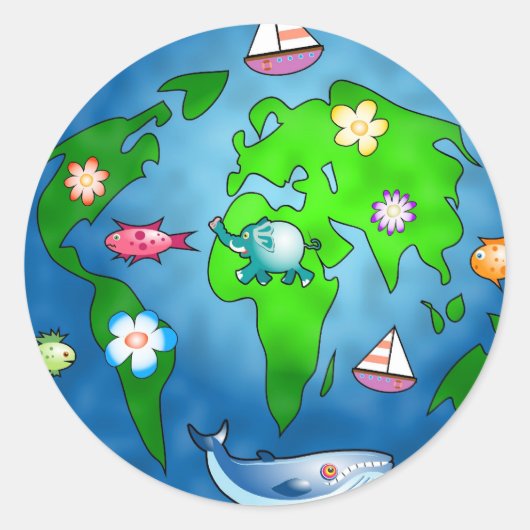 Naturen Planet Ronde Sticker (Voorkant)