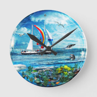 Naturen voor het afspelen van Big Blue Ocean Bubbl Ronde Klok