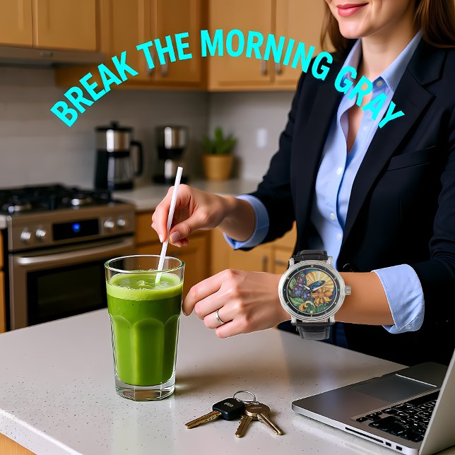 Nature's Embrace" - Butterfly & Flower Horloge (Creator heeft geüpload)