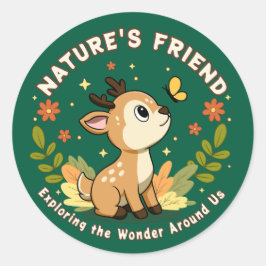 Nature's Friend Cute Fawn Woodland Animal Ronde Sticker