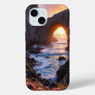 Nature's Gateway: The Flowering Sea Arch iPhone 15 Case