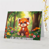 Nature's Hug in a Cute Red Panda Kaart (Gele Bloem)