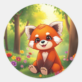 Nature's Hug in a Cute Red Panda Ronde Sticker