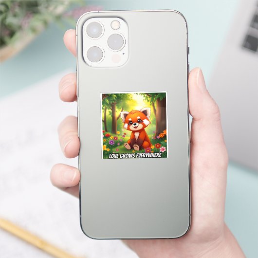 Nature's Hug in a Cute Red Panda Sticker (Telefoon)