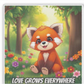 Nature's Hug in a Cute Red Panda Sticker (Voorkant)
