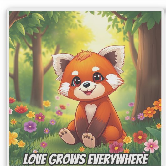 Nature's Hug in a Cute Red Panda Sticker (Voorkant)