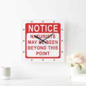 Naturist Beach/Naturist Camp Sign Vierkante Klok (Huis)