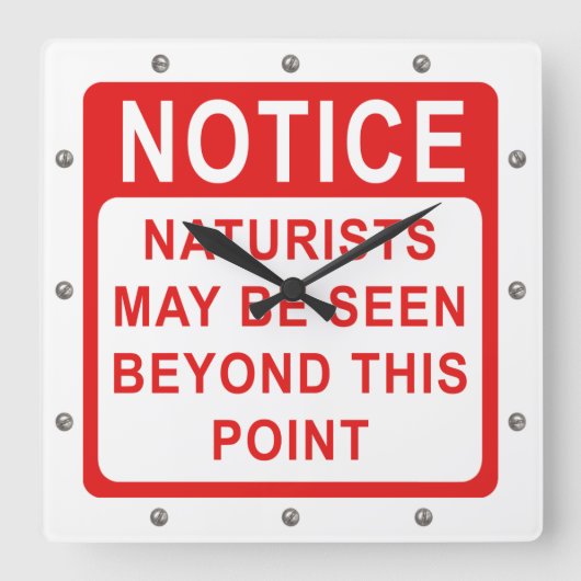 Naturist Beach/Naturist Camp Sign Vierkante Klok (Voorkant)