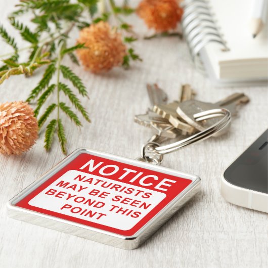 Naturist Camp/Beach Sign Sleutelhanger (Zijkant)