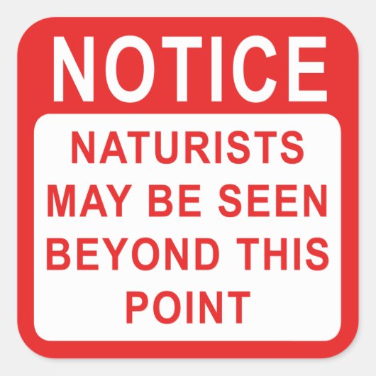Naturist Camp/Beach Sign Vierkante Sticker (Voorkant)
