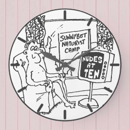 Naturist kijkt naar de Cartoon. Grote Klok