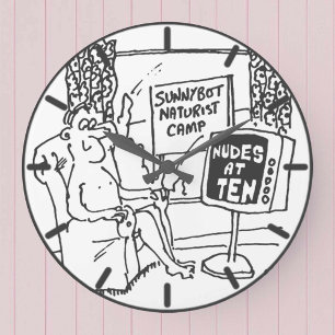 Naturist kijkt naar de Cartoon. Grote Klok