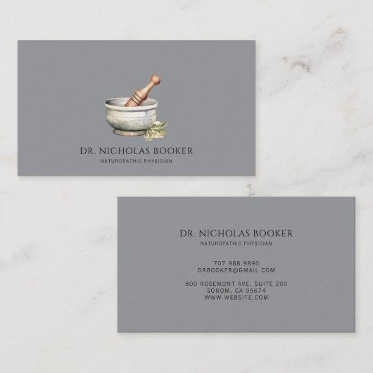 Naturopathic Doctor Mortar Pestle Black Visitekaartje (Voorkant / Achterkant)
