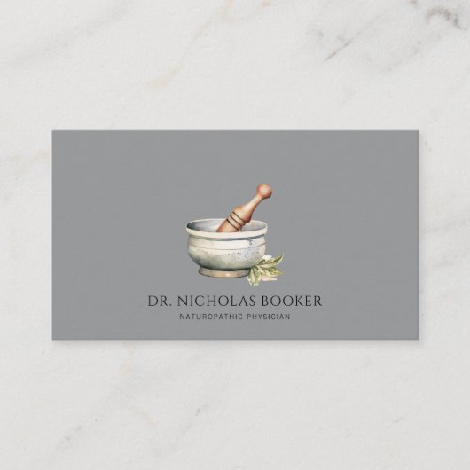 Naturopathic Doctor Mortar Pestle Black Visitekaartje (Voorkant)