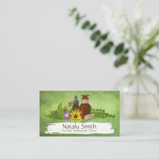 Naturopathic Medicine Illustration Visitekaartje (Staand voorkant)