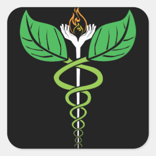 Naturopathische Caduceus-Sticker Vierkante Sticker