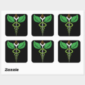 Naturopathische Caduceus-Sticker Vierkante Sticker (Vel)