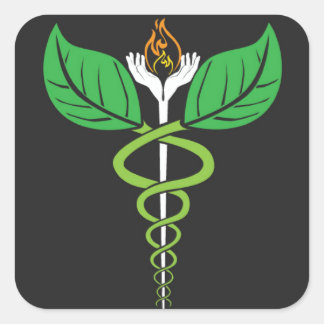Naturopathische Caduceus-Sticker Vierkante Sticker