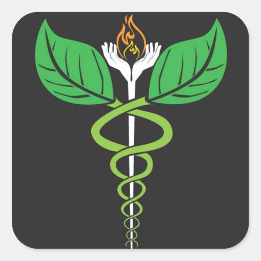 Naturopathische Caduceus-Sticker Vierkante Sticker (Voorkant)
