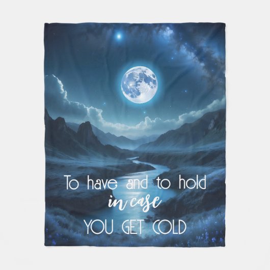 Natuur Abstract Blauw Celestial Night Moon River Fleece Deken (Voorkant)