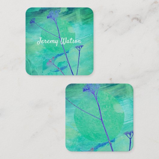 natuur abstract blauw dubbelzijdig gebruik vierkante visitekaartje (Voorkant / Achterkant)