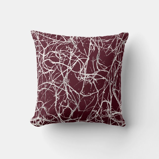 Natuur Abstract Burgundy White Grey Nerves Venes Kussen (Voorkant)