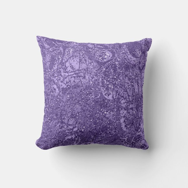 Natuur Abstract Glam Glitter Paars Amethyst Kussen (Voorkant)
