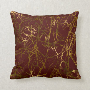 Natuur Abstract Marsala Woodlad Sepia Gold Burgund Kussen